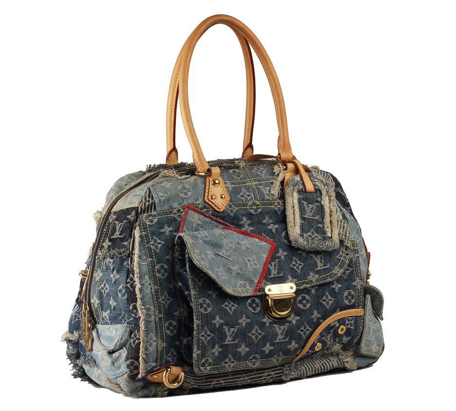 Louis Vuitton Denim Patchwork Bowly Blue Bag