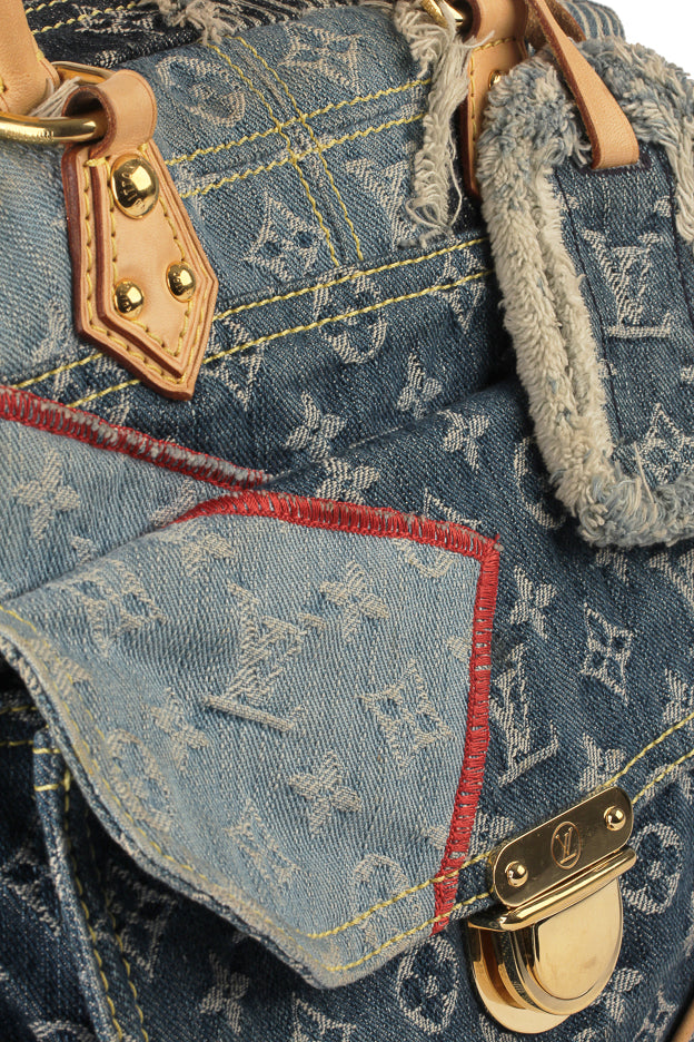 Louis Vuitton Denim Patchwork Bowly Blue Bag