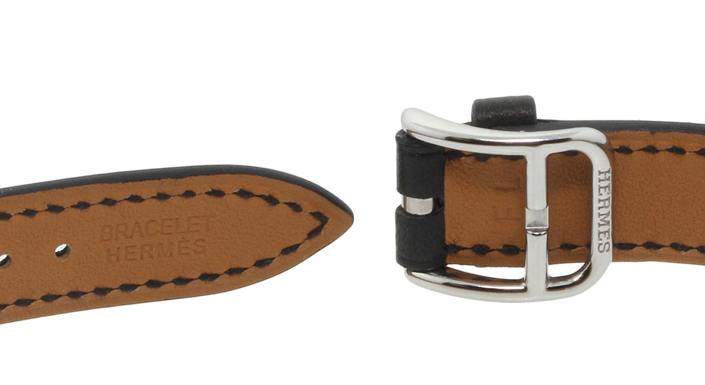Hermes Kelly Doule Tour Black Leather Watch