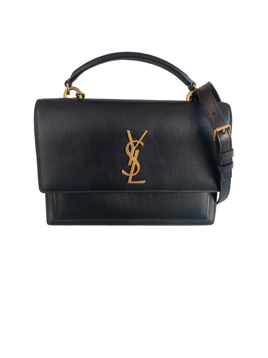 Saint Laurent  Black Medium Monogram Sunset Bag