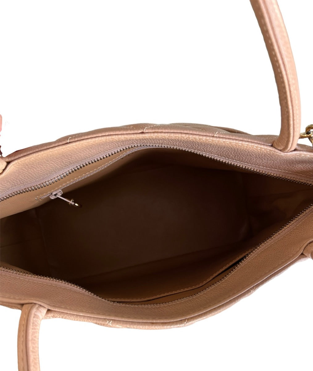 Chanel Beige Caviar Medallion Tote with Gold Hardware
