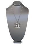 Chanel Baguette Crystal CC Silver Moon Necklace