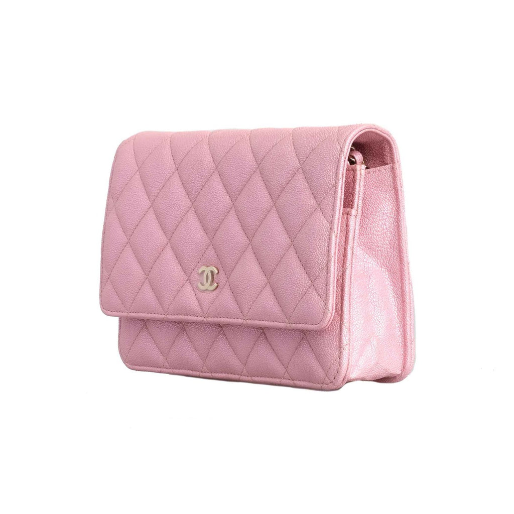Chanel Pink Classic Quilted Wallet on a Chain