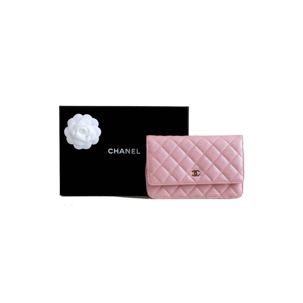 Chanel Pink Classic Quilted Wallet on a Chain