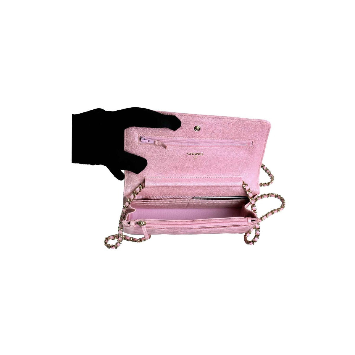 Chanel Pink Classic Quilted Wallet on a Chain
