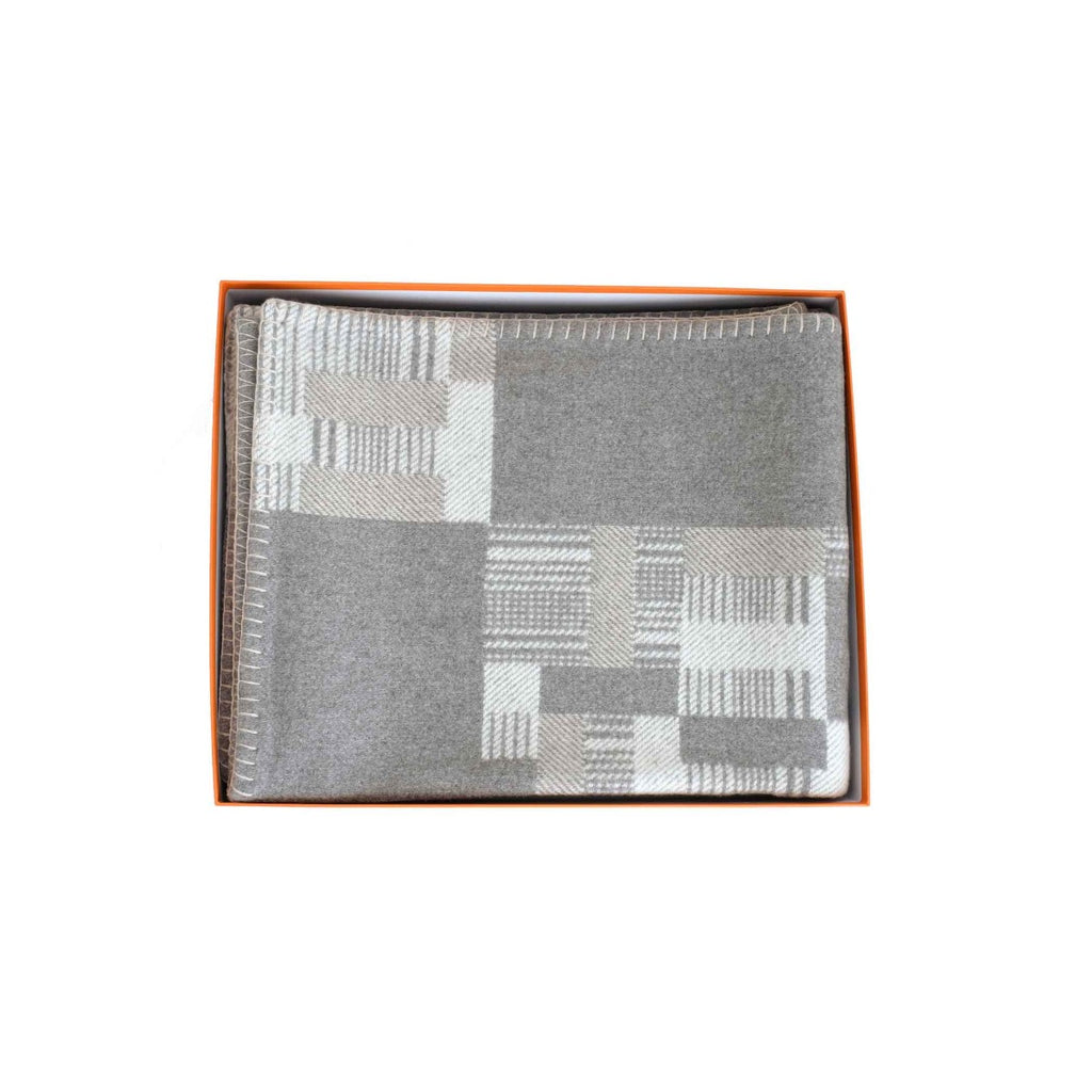 Hermés Wool Cashmere Avalon Paper Block Blanket Gray