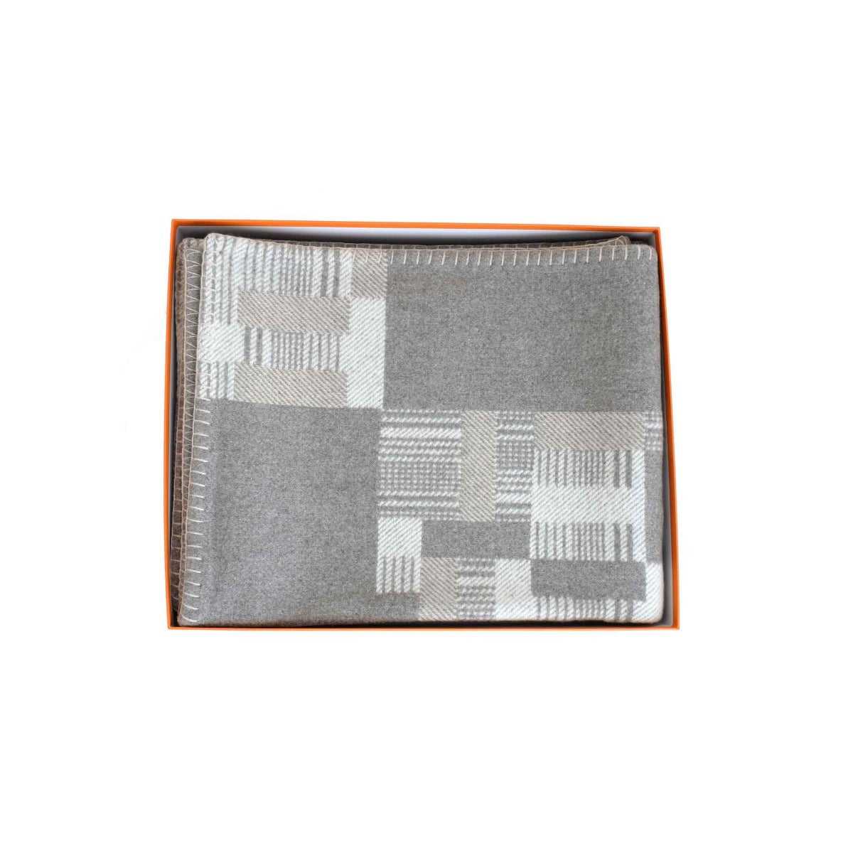 Hermés Wool Cashmere Avalon Paper Block Blanket Gray