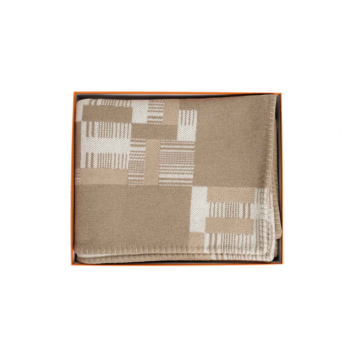 Hermés Wool Cashmere Avalon Paper Block Blanket Natural