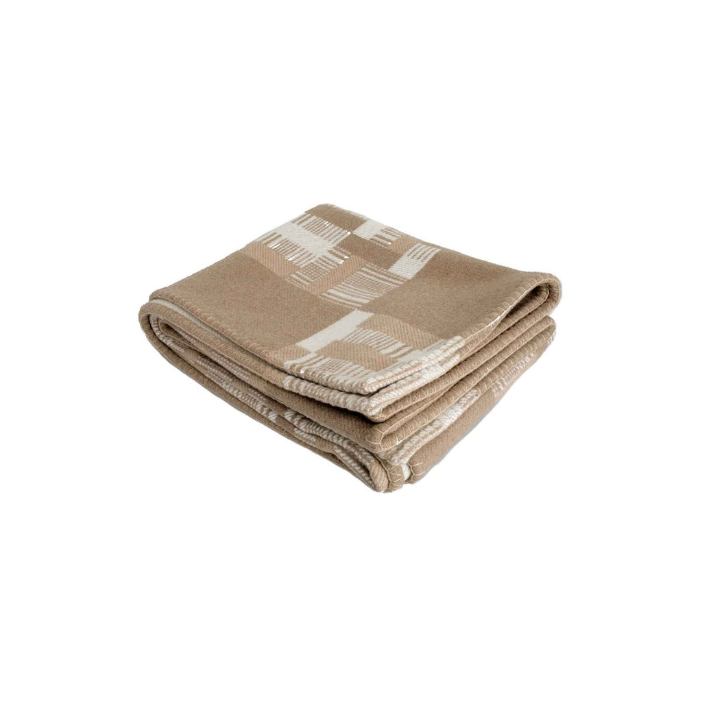 Hermés Wool Cashmere Avalon Paper Block Blanket Natural
