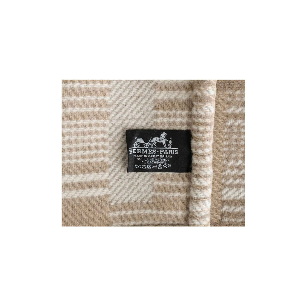 Hermés Wool Cashmere Avalon Paper Block Blanket Natural