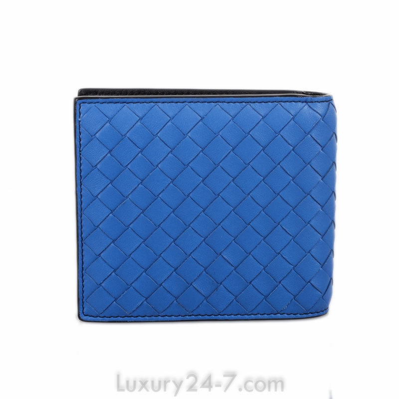 Bottega Veneta Blue Intrecciato Bifold Wallet