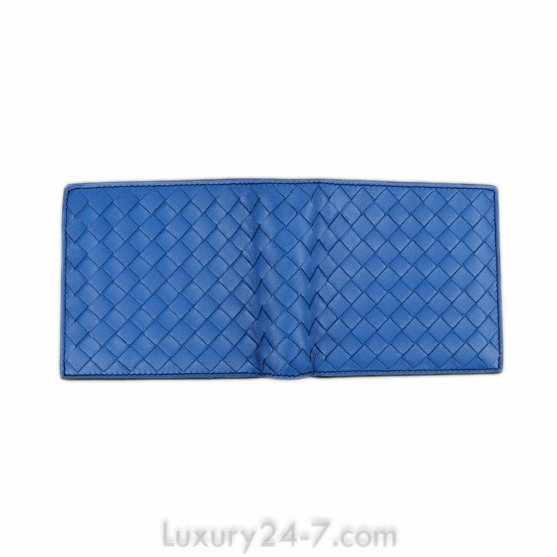 Bottega Veneta Blue Intrecciato Bifold Wallet