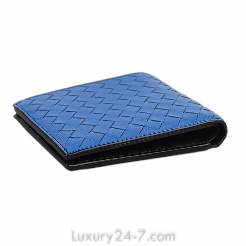 Bottega Veneta Blue Intrecciato Bifold Wallet