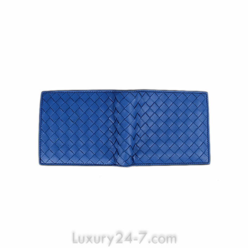 Bottega Veneta Blue Intrecciato Bifold Wallet