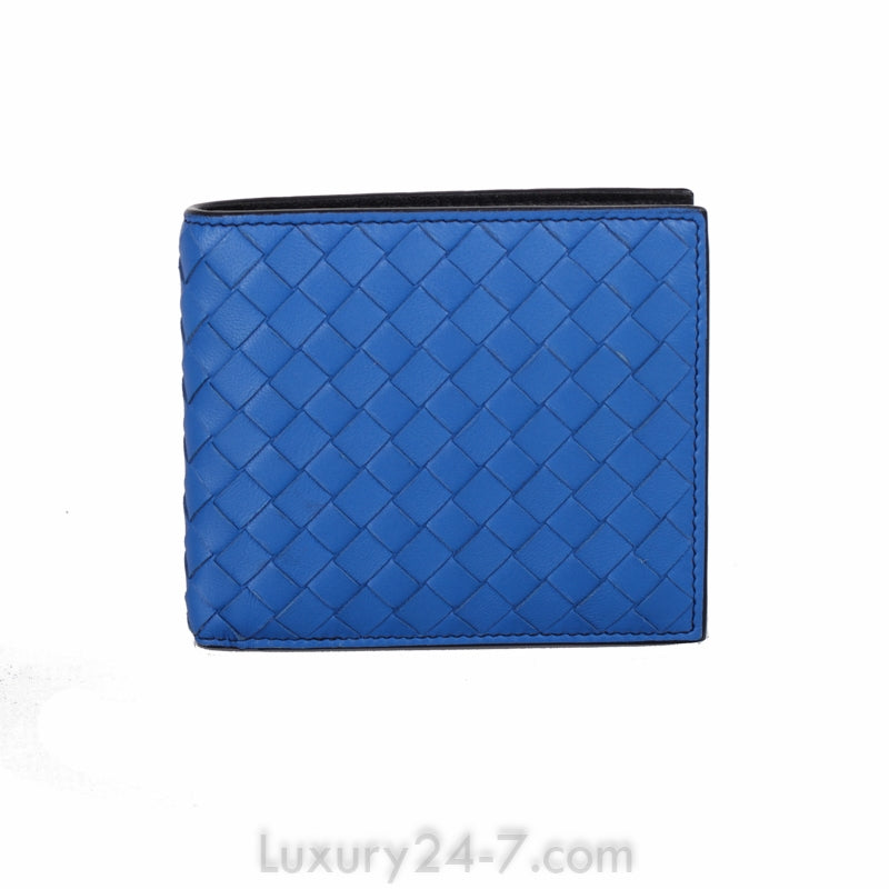 Bottega Veneta Blue Intrecciato Bifold Wallet