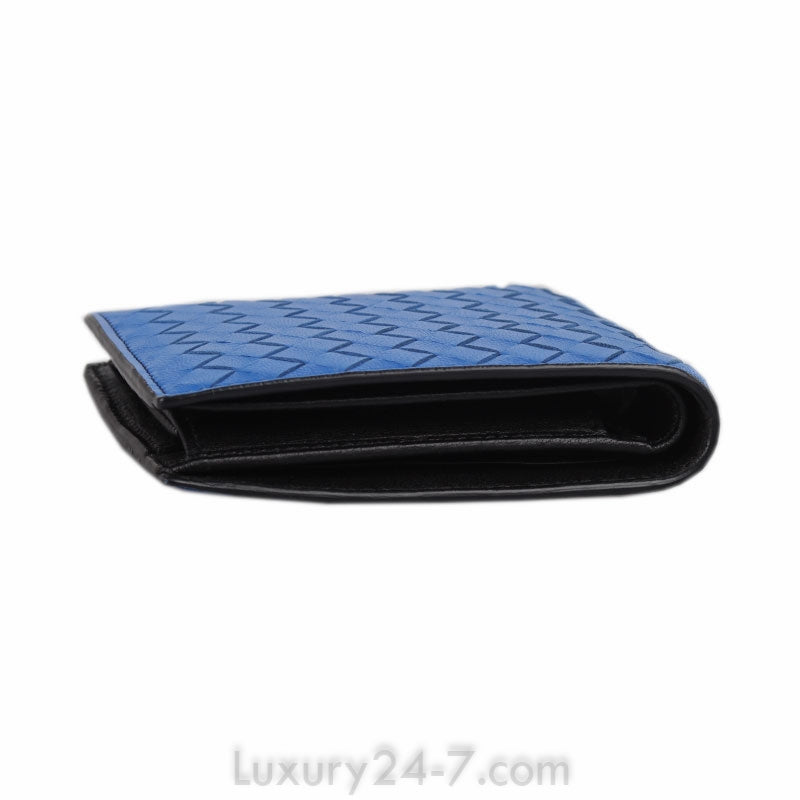 Bottega Veneta Blue Intrecciato Bifold Wallet