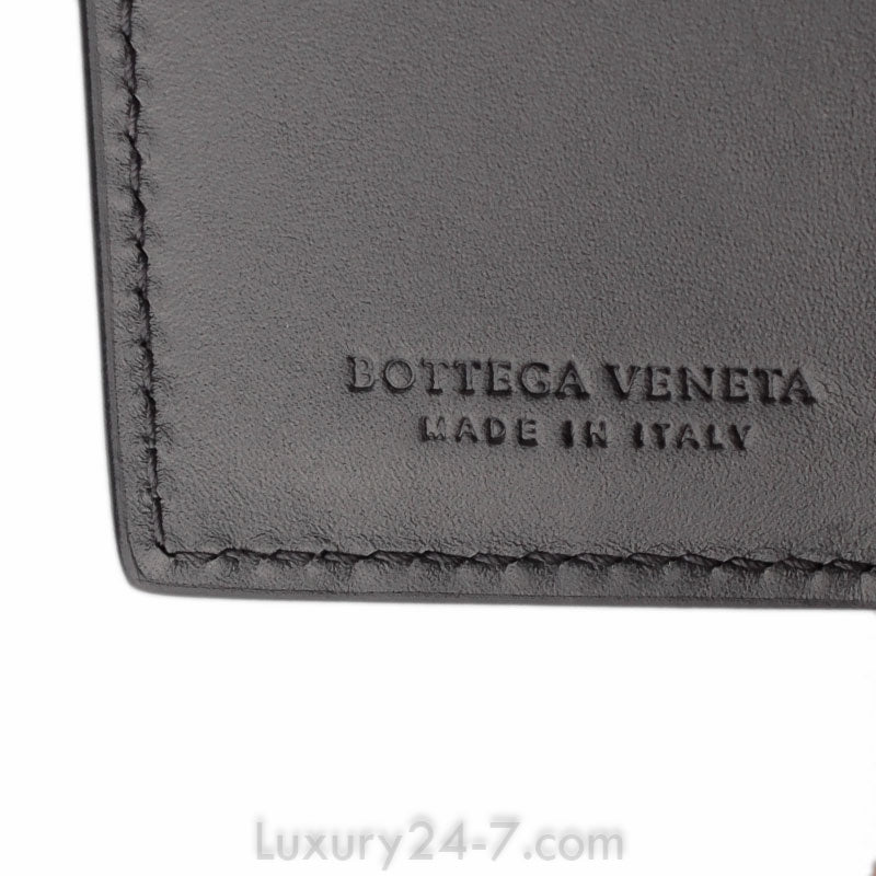 Bottega Veneta Gun Metal Intrecciato Bi- Fold  Wallet