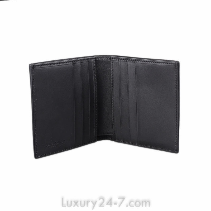 Bottega Veneta Gun Metal Intrecciato Bi- Fold  Wallet
