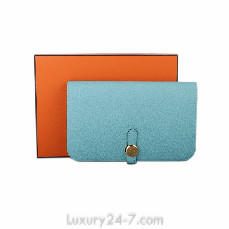Hermes Blue Atoll Dogon Combined Wallet