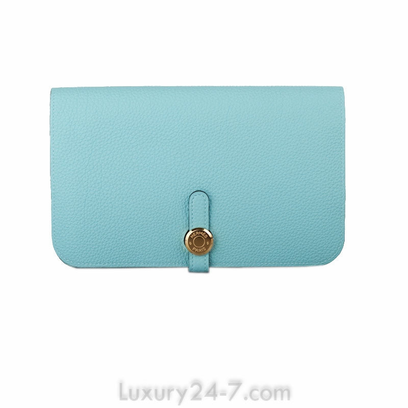 Hermes Blue Atoll Dogon Combined Wallet