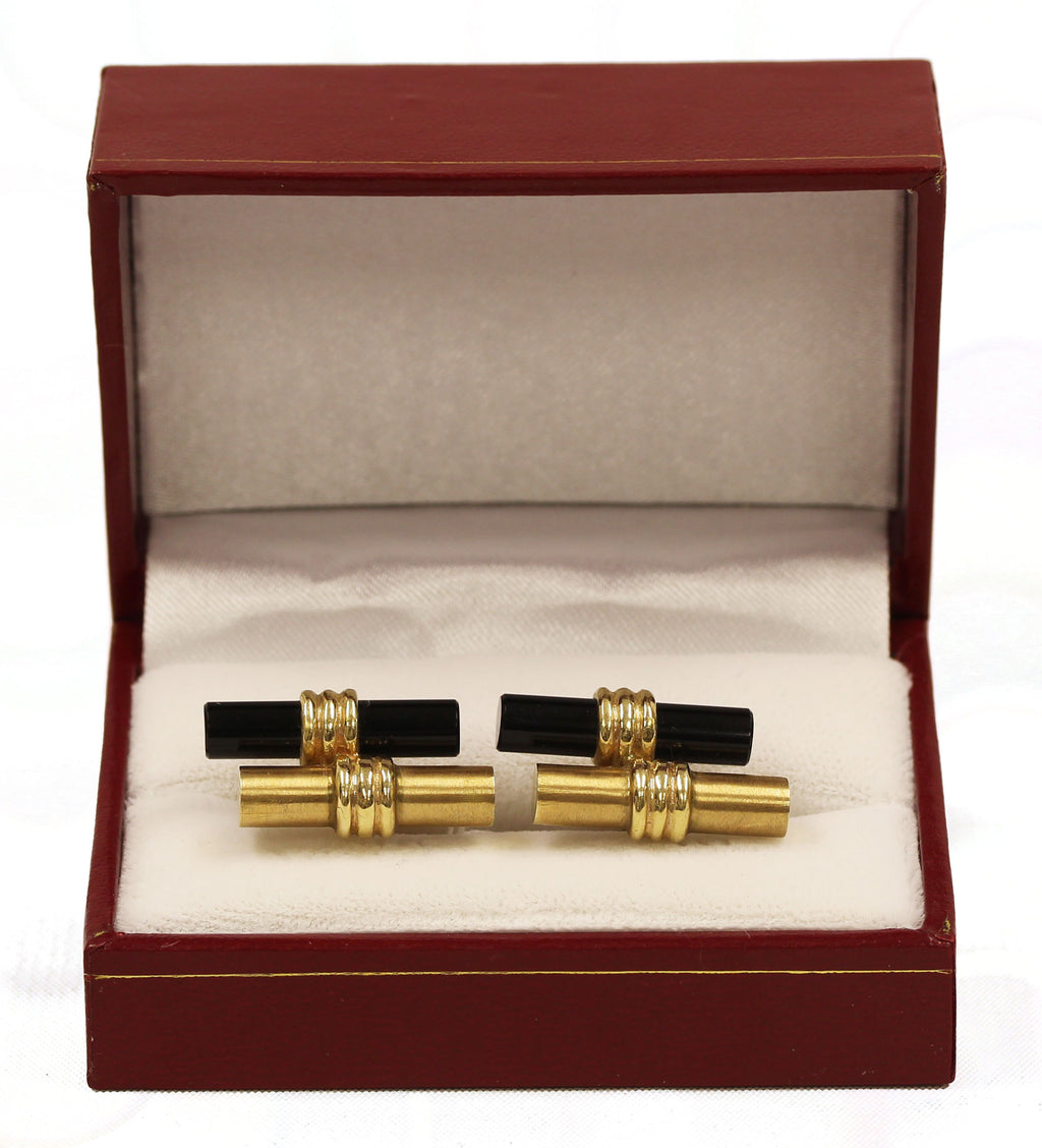Men's Classic  14 KT  and  Onyx Cuff Links