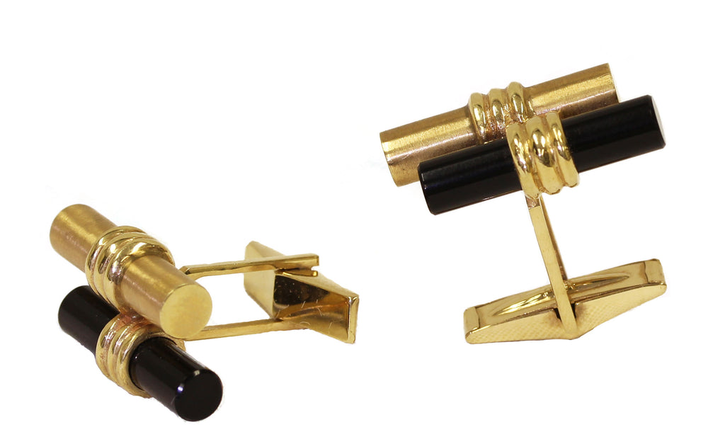 Men's Classic  14 KT  and  Onyx Cuff Links
