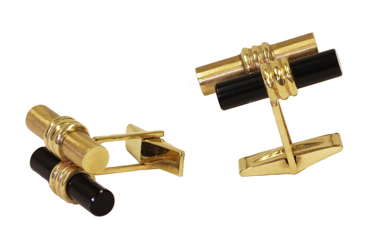 Men's Classic  14 KT  and  Onyx Cuff Links