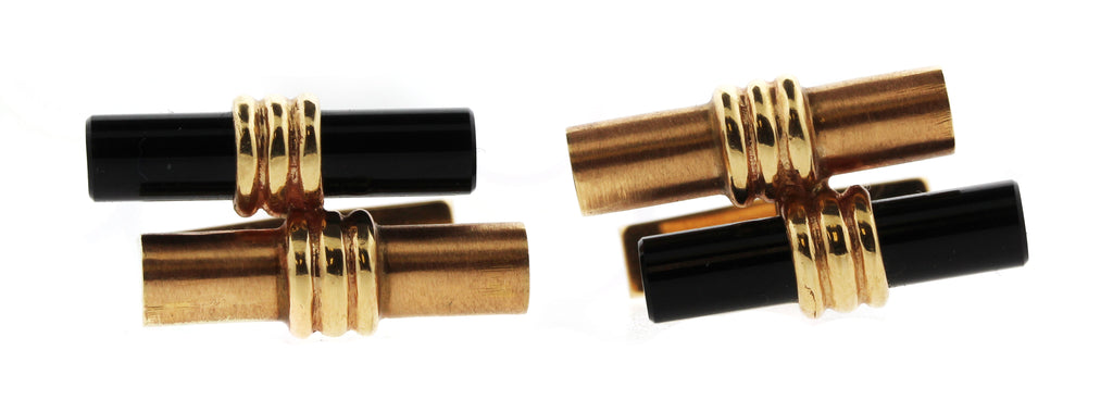 Men's Classic  14 KT  and  Onyx Cuff Links