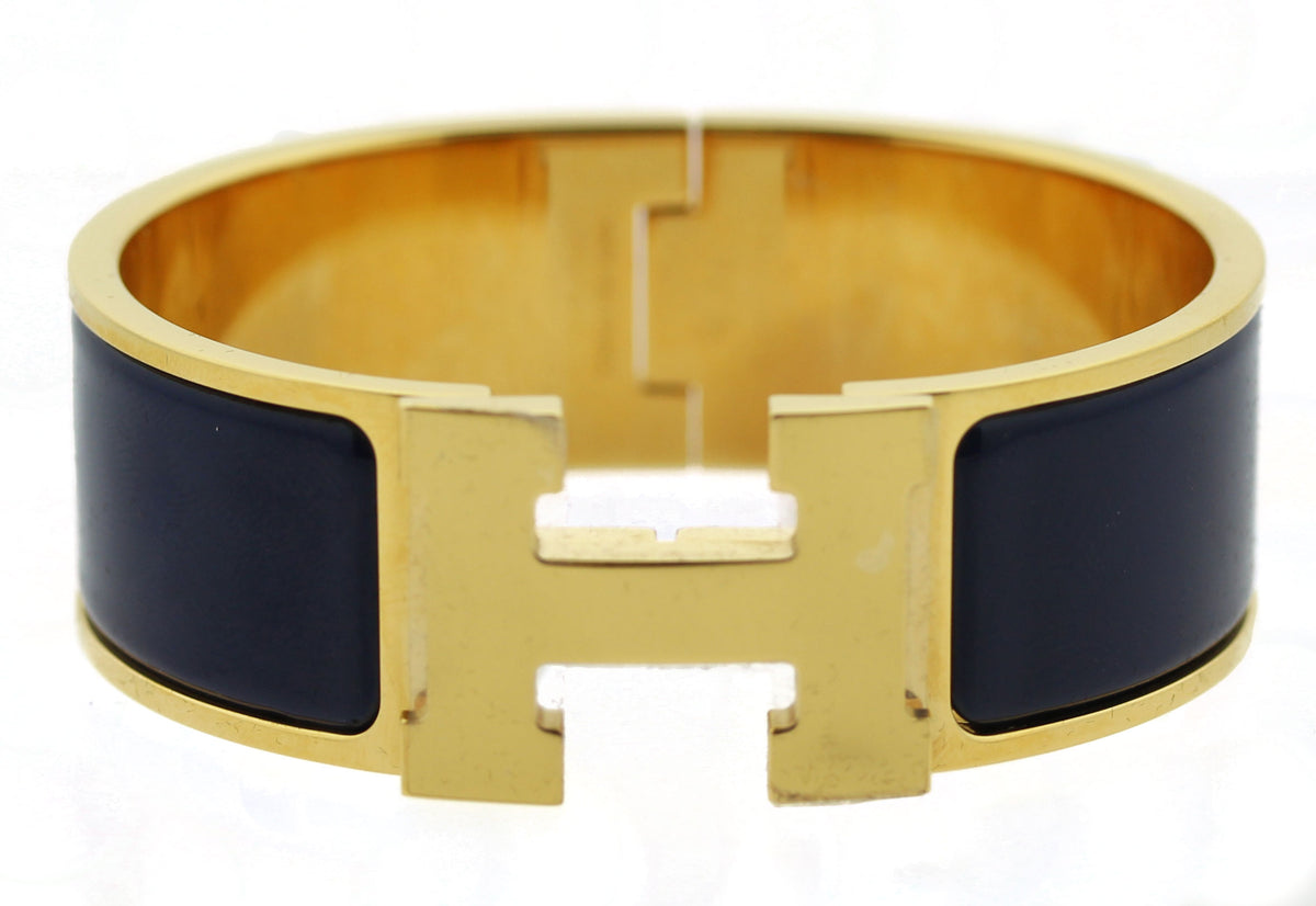 Hermès Blue Enamel Click Clack / H Braclet