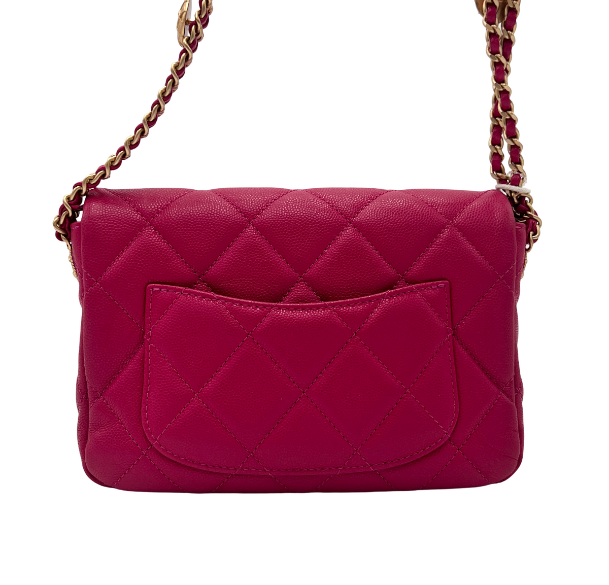 Chanel Fuchsia Caviar Twist Your Buttons Small Single Flap Bag