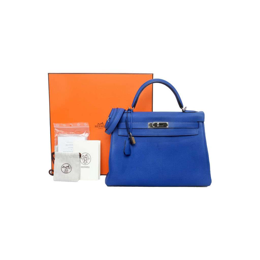 Hermès Blue Electric Togo Kelly Retourne 32