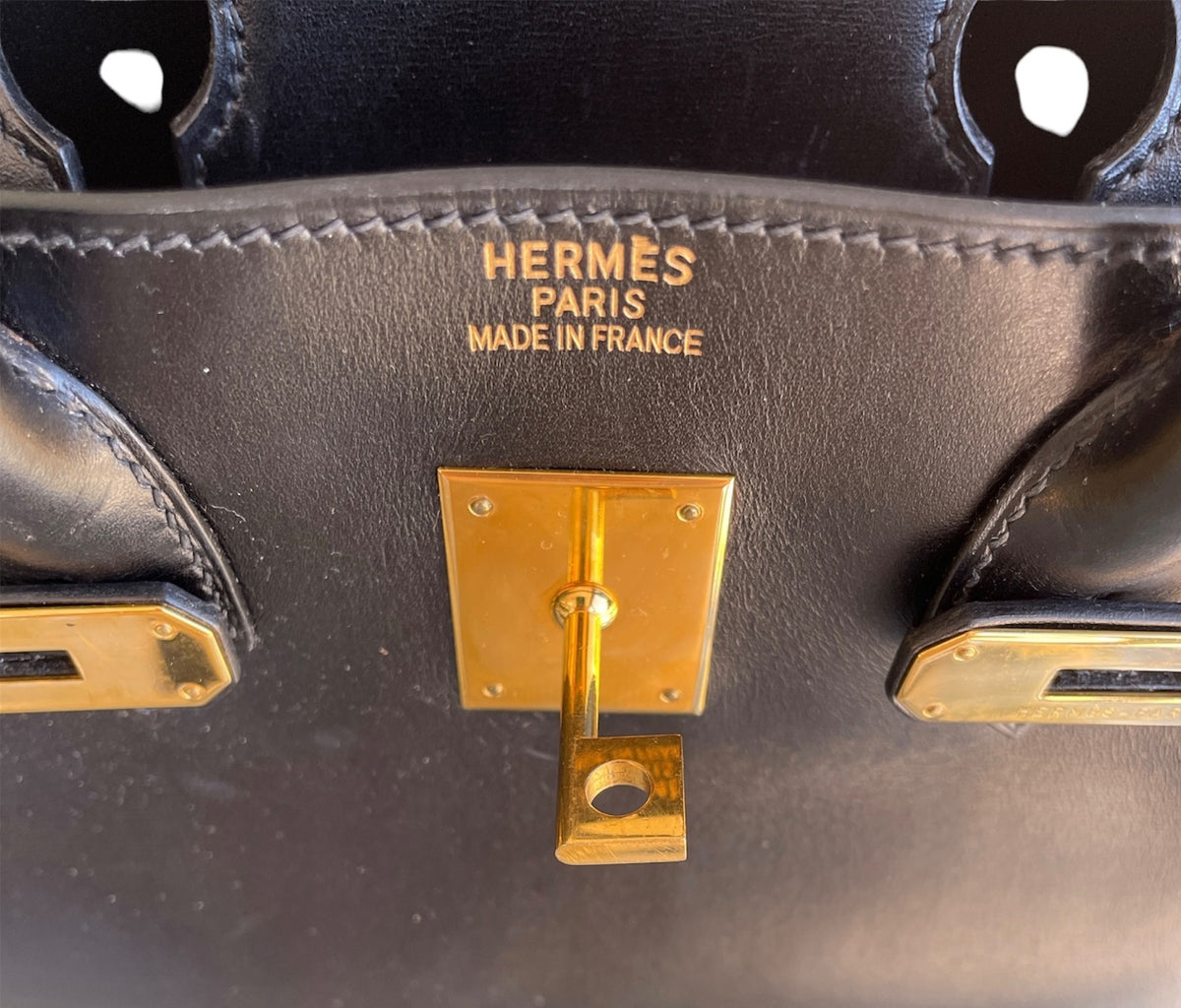 2004 Hermes Noir Box Calf HAC Birkin 32 WGH