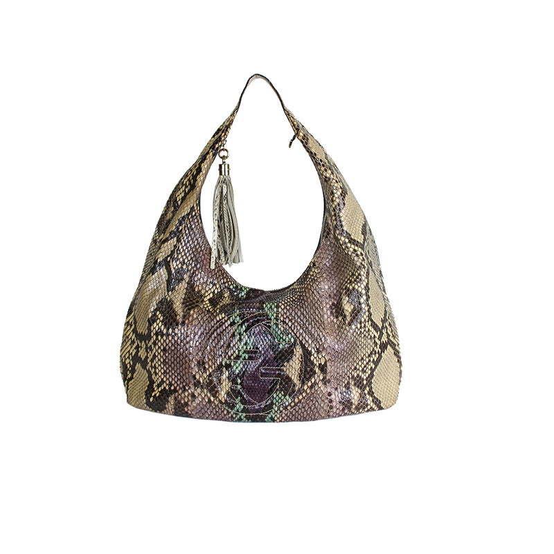 Gucci Soho Large Hobo Grape Multi-Color Python Bag