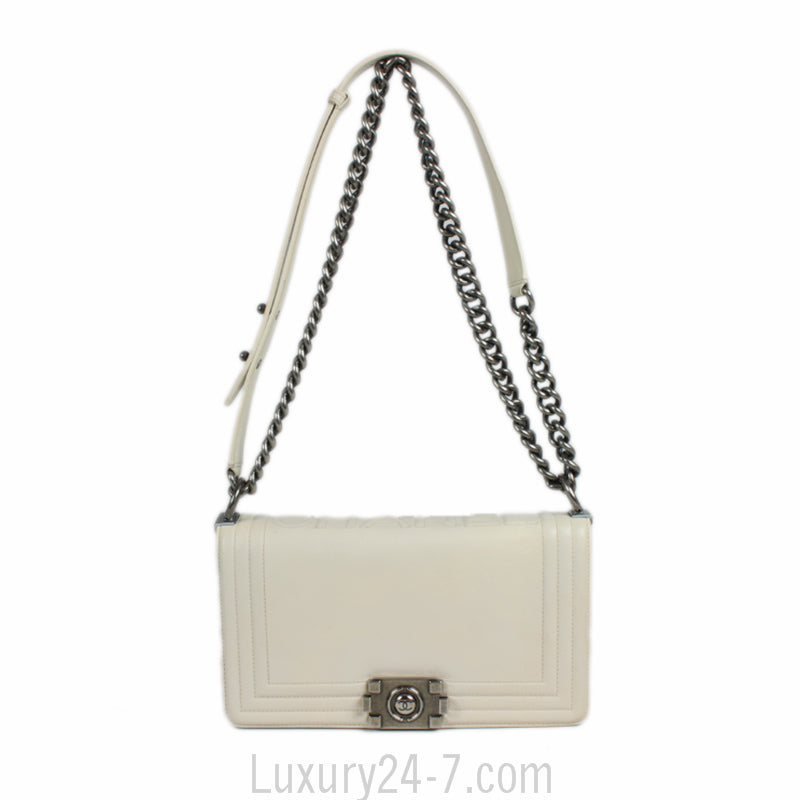 Chanel Medium White Boy Bag