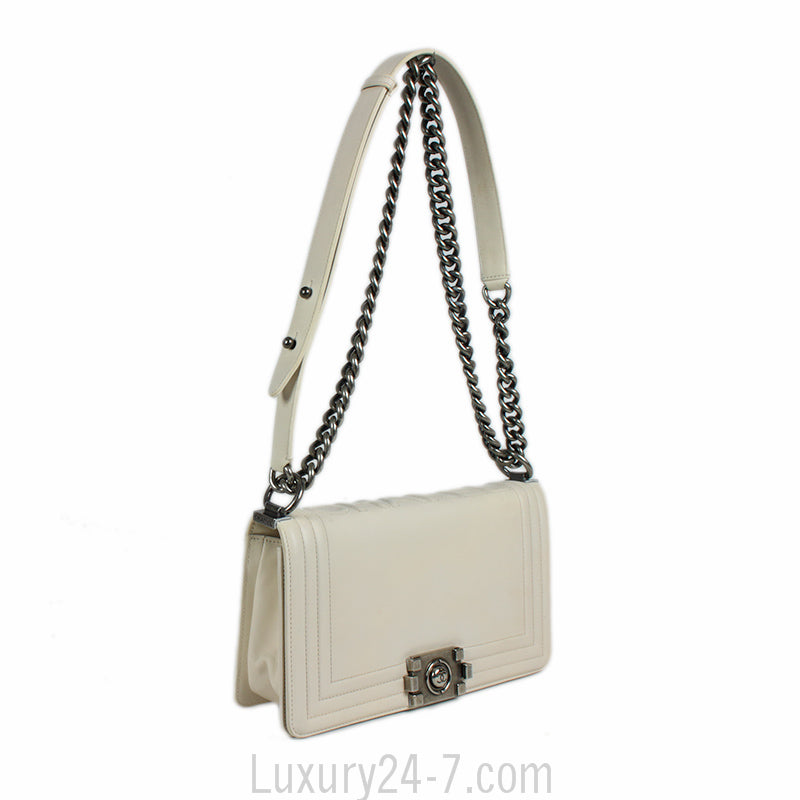 Chanel Medium White Boy Bag