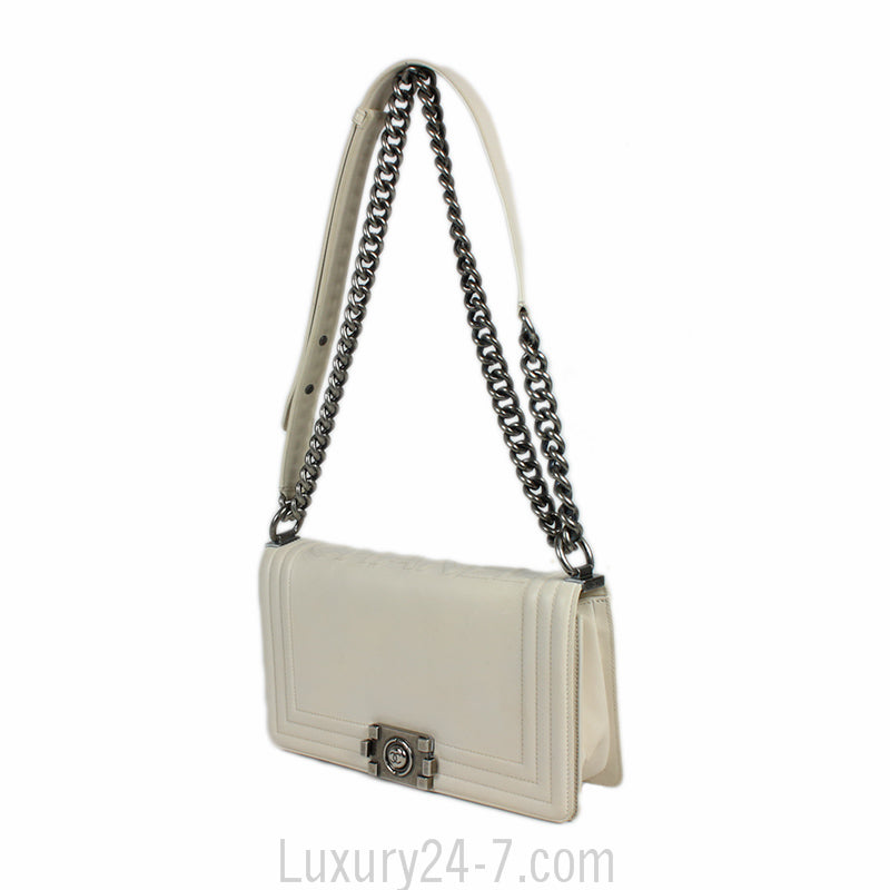 Chanel Medium White Boy Bag