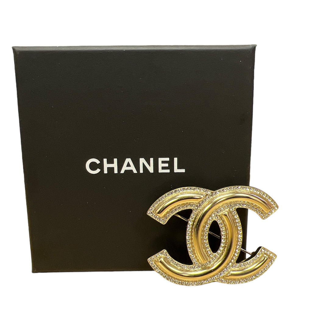 Chanel Crystal Large CC Brooch