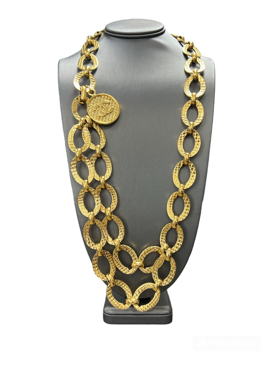 Chanel CC logo Large Medallion Charm Chain Belt