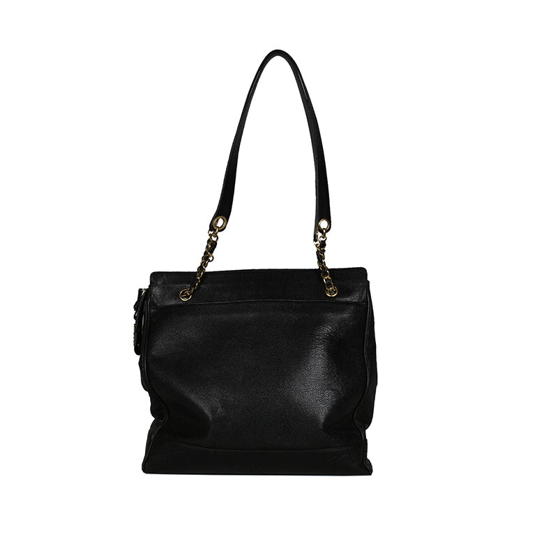 Chanel Jumbo Vintage Black Caviar Tote Shoulder Bag