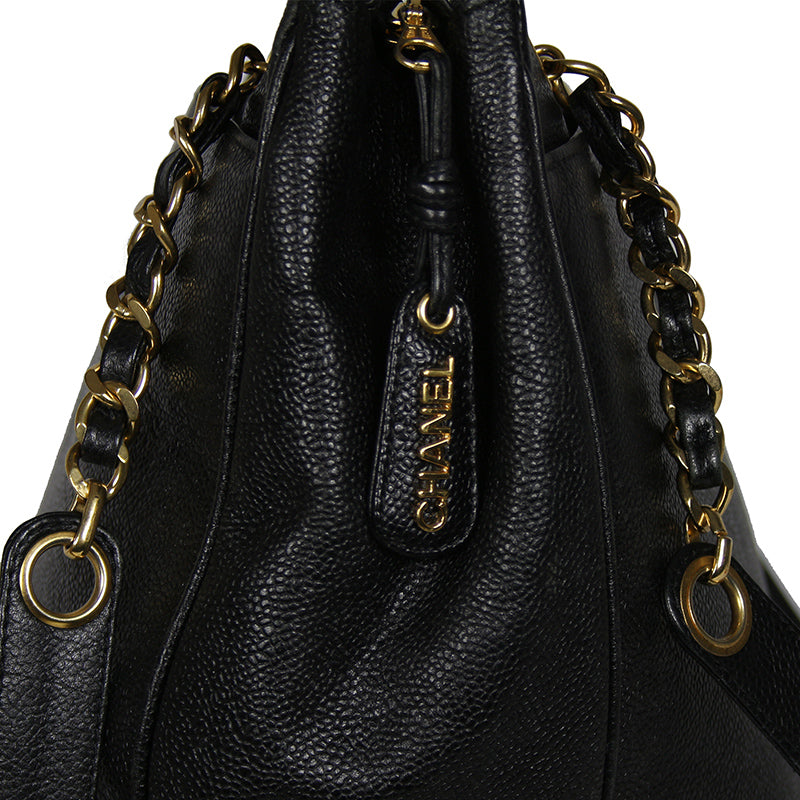 Chanel Jumbo Vintage Black Caviar Tote Shoulder Bag