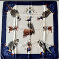 Hermes White Chasse A Vol Henri De Linares Silk 90 Scarf