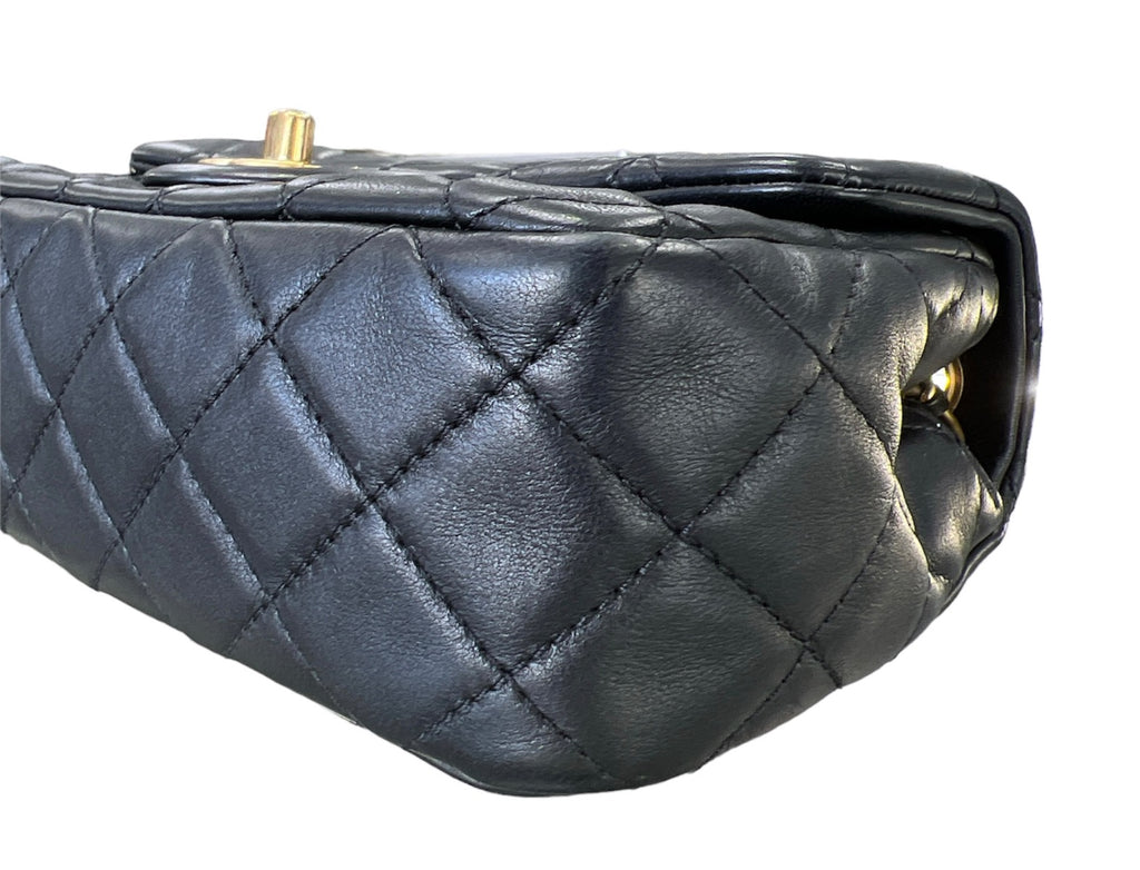 Chanel Black Lambskin Pearl Crush Mini Rectangular flap Bag