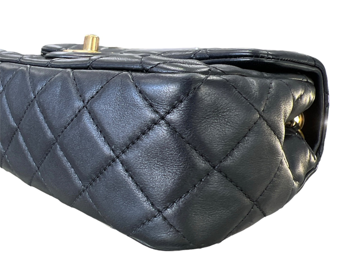 Chanel Black Lambskin Pearl Crush Mini Rectangular flap Bag