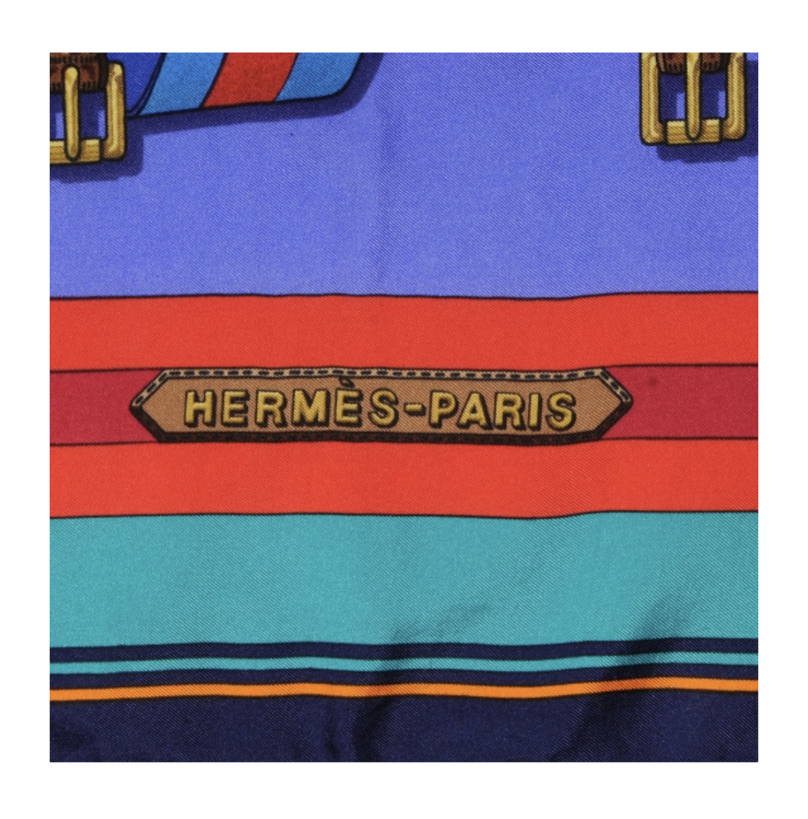 Hermes Blue Sangles Silk 90 Scarf