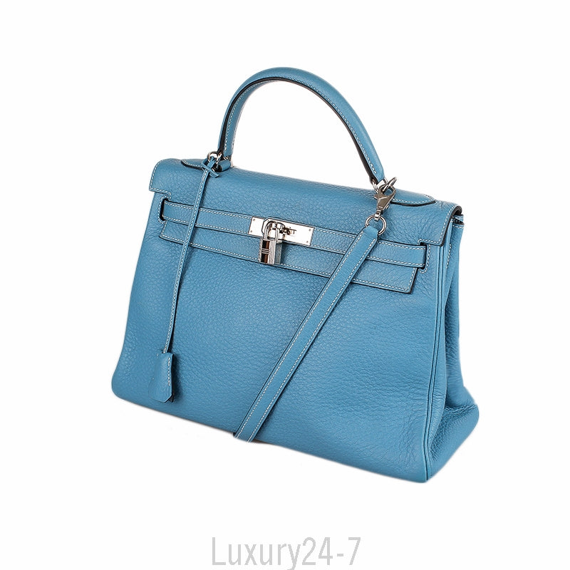 Hermès Blue Jean Clemence Retourne Kelly 32