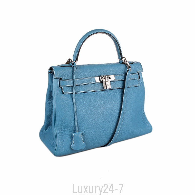 Hermès Blue Jean Clemence Retourne Kelly 32