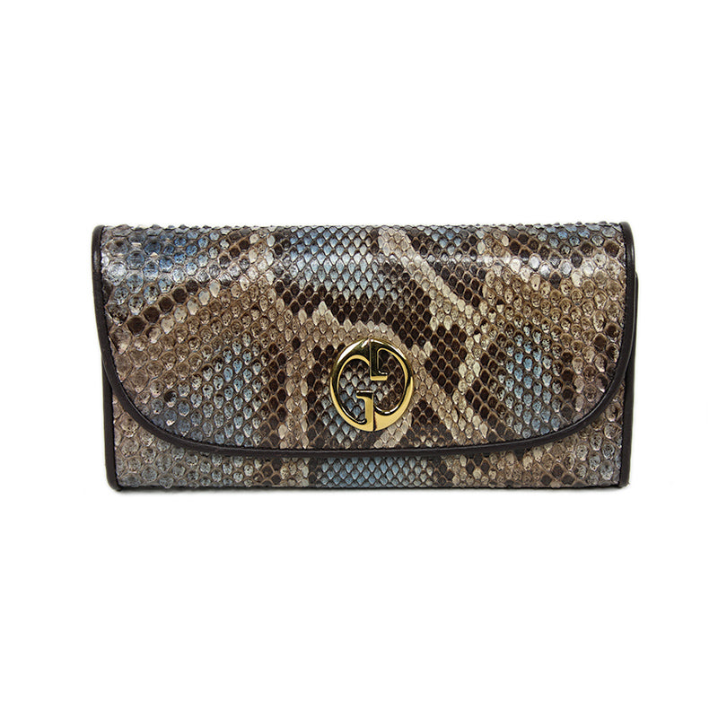 Gucci Brown Blue Python Wallet