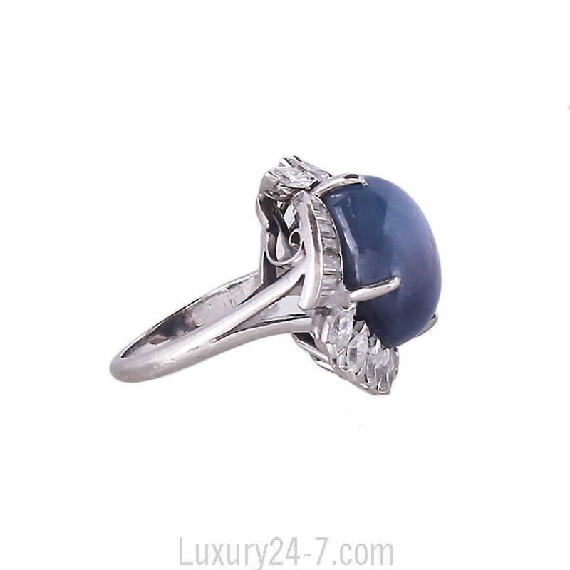 Large 25 ct Star Sapphire Diamond Ring