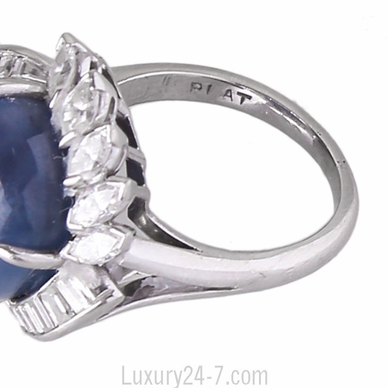 Large 25 ct Star Sapphire Diamond Ring