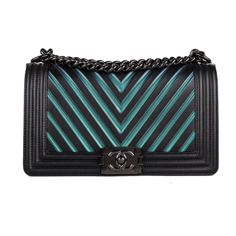 CHANEL 2017 Medium Chevron Boy Bag